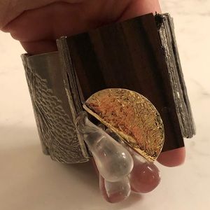 Anne Marie Chagnon Silver Wooden Teardrop Bracelet